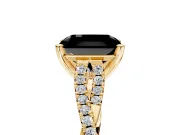 Solitaire Engagement Ring Setting for Fancy Black Radiant Cut Center with Twisted Pave Split Shank and Prong Head in Yellow Gold