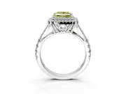 Double Halo Engagement Ring Setting for Fancy Yellow Princess Cut Center with Narrow Pave Split Shank and Prong Head in White Gold