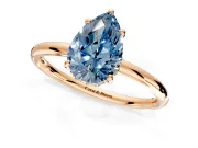 Solitaire Engagement Ring Setting for Fancy Blue Pear-Shaped Center with Plain Band, Open Basket and Prong Head in Rose Gold
