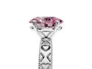 Solitaire Engagement Ring Setting for Fancy Pink Oval Center with XO Engraved Band and Prong Head in Platinum