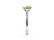 Baguette Engagement Ring Setting for Fancy Yellow Oval Center with Alternating Bar-Set Band and Prong Head in Platinum