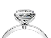 Solitaire Engagement Ring Setting for Princess Cut Center with Thin Rounded Plain Band and Prong Head in Platinum