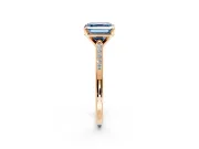 Solitaire Engagement Ring Setting for Fancy Blue Asscher Cut Center with Channel Accents and Prong Head in Rose Gold