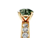 Solitaire Engagement Ring Setting for Fancy Green Round Cut Center with Channel-Set Accents and Prong Head in Yellow Gold