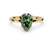 Hidden Halo Engagement Ring Setting for Fancy Green Pear-Shaped Center with Plain Band and Tall Prong Head in Yellow Gold