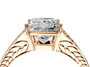 Split Shank Engagement Ring Setting for Princess Cut Center with Pave Split Shank and Prong Head in Rose Gold