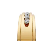 Round Cut Lab-Grown Diamond 7 Stone Channel Men's Wedding Band with Grooved Borders in Yellow Gold
