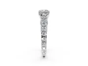 Solitaire Engagement Ring Setting for Cushion Cut Center with Pave Cathedral Shoulders and Prong Head in White Gold