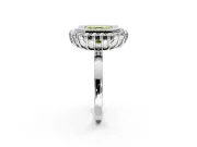 Halo Engagement Ring Setting for Fancy Yellow Asscher Cut Center with Milgrain Bezel Rim, Plain Band and Prong Head in Platinum