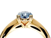 Solitaire Engagement Ring Setting for Fancy Blue Pear-Shaped Center with Reverse Tapered Band and Prong Head in Yellow Gold