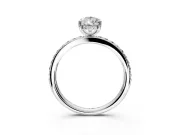Solitaire Engagement Ring Setting for Pear-Shaped Center with Fine Pave Band and Prong Head in Platinum