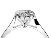 Solitaire Engagement Ring Setting for Heart-Shaped Center with Tapered Shoulders and Prong Head in Sterling Silver