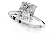 Solitaire Engagement Ring Setting for Radiant Cut Center with Knife Ridge Band and Claw Prong Head in Platinum