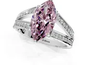 Split Shank Engagement Ring Setting for Fancy Pink Marquise Center with Pave Split Shank and Prong Head in Platinum