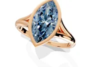 Solitaire Engagement Ring Setting for Fancy Blue Marquise Center with V Split Shank and Bezel Head in Rose Gold