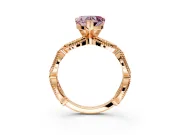 Solitaire Engagement Ring Setting for Fancy Pink Heart-Shaped Center with Marquise Panel Band and Prong Head in Rose Gold
