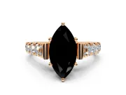 Solitaire Engagement Ring Setting for Fancy Black Marquise Center with Pave Cathedral Shoulders and Prong Head in Rose Gold