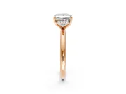 Hidden Halo Engagement Ring Setting for Princess Cut Center with Thin Round-Wire Band and Prong Head in Rose Gold