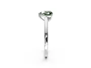 Solitaire Engagement Ring Setting for Fancy Green Heart-Shaped Center with Flat-Sided Plain Band and Prong Head in Sterling Silver