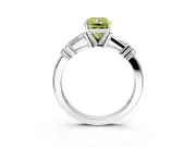 Bar-Set Engagement Ring Setting for Fancy Yellow Radiant Cut Center with Tapered Baguette Accents and Prong Head in Platinum