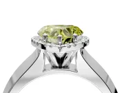 Halo Engagement Ring Setting for Fancy Yellow Heart-Shaped Center with Knife Ridge Cathedral Band and Prong Head in White Gold