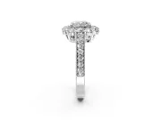 Halo Engagement Ring Setting for Cushion Cut Center with Milgrain Channel Band and Prong Head in Sterling Silver