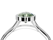 Solitaire Engagement Ring Setting for Fancy Green Pear-Shaped Center with V Split Shank and Bezel Head in Sterling Silver
