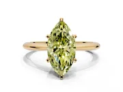 Solitaire Engagement Ring Setting for Fancy Yellow Marquise Center with Knife Ridge Band and Claw Prong Head in Yellow Gold