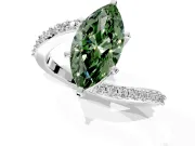 Solitaire Engagement Ring Setting for Fancy Green Marquise Center with Pave Bypass Swirl Band and Prong Head in Sterling Silver