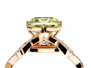 Solitaire Engagement Ring Setting for Fancy Yellow Asscher Cut Center with Accented Twist Band and Leaf Prong Head in Rose Gold