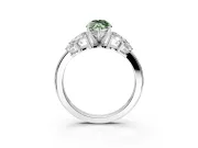 Leaf Cluster Engagement Ring Setting for Fancy Green Marquise Center with Marquise Accents and Prong Head in Sterling Silver