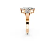 3 Stone Engagement Ring Setting for Marquise Center with Matching Side Accents and Prong Head in Rose Gold