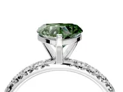 Solitaire Engagement Ring Setting for Fancy Green Heart-Shaped Center with Shared-Prong Accents and Prong Head in Sterling Silver