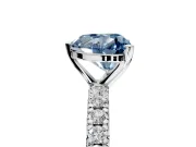 Solitaire Engagement Ring Setting for Fancy Blue Heart-Shaped Center with Shared-Prong Accents and Prong Head in White Gold