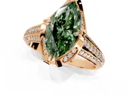 Solitaire Engagement Ring Setting for Fancy Green Marquise Center with Accented Split Shank and Prong Head in Rose Gold