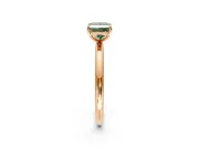 Low-Set Solitaire Engagement Ring Setting for Fancy Green Princess Cut Center with Thin Plain Band and Prong Head in Rose Gold
