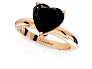 Solitaire Engagement Ring Setting for Fancy Black Heart-Shaped Center with Wire Band and Prong Head in Rose Gold