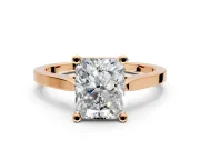 Solitaire Engagement Ring Setting for Radiant Cut Center with Tapered Shoulders and Prong Head in Rose Gold