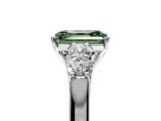5 Stone Engagement Ring Setting for Fancy Green Emerald Cut Center with Equal Close-Set Accents and Prong Head in Sterling Silver