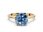 Solitaire Engagement Ring Setting for Fancy Blue Round Cut Center with Knife Ridge Band and Claw Prong Head in Yellow Gold