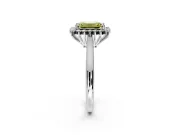 Starburst Halo Engagement Ring Setting for Fancy Yellow Emerald Cut Center with Thin Round-Wire Band and Prong Head in Platinum