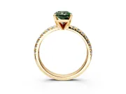 Solitaire Engagement Ring Setting for Fancy Green Radiant Cut Center with Large Accents and Prong Head in Yellow Gold