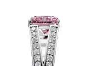 Split Shank Engagement Ring Setting for Fancy Pink Radiant Cut Center with Pave Split Shank and Prong Head in Sterling Silver