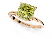 Minimalist Solitaire Engagement Ring Setting for Fancy Yellow Cushion Cut Center with Thin Band and Prong Head in Rose Gold