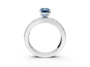 Solitaire Engagement Ring Setting for Fancy Blue Emerald Cut Center with Channel-Set Accents and Prong Head in Platinum