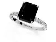 Solitaire Engagement Ring Setting for Fancy Black Radiant Cut Center with Pave Accents and Prong Head in Platinum
