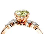 Solitaire Engagement Ring Setting for Fancy Yellow Oval Center with Marquise Accent Twist Band and Prong Head in Rose Gold