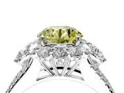 Halo Engagement Ring Setting for Fancy Yellow Round Cut Center with Two-Strand Split Shank and Prong Head in Sterling Silver