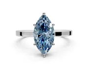 Hidden Halo Engagement Ring Setting for Fancy Blue Marquise Center with Wide Flat Plain Band and Prong Head in Platinum
