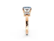 Floral Engagement Ring Setting for Fancy Blue Radiant Cut Center with Marquise Cluster Shoulders and Prong Head in Rose Gold